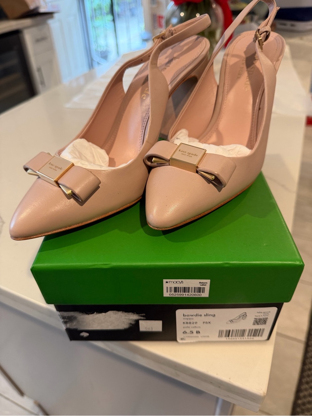 kate spade Blush Pink Bow Slingback Pointed-Toe Heels
